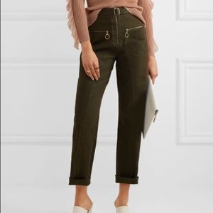Self-Portrait Zip Front Twill Straight Leg Pants